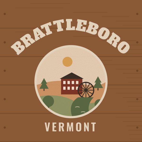 Brattleboro Hometown Wood Sign artwork detail