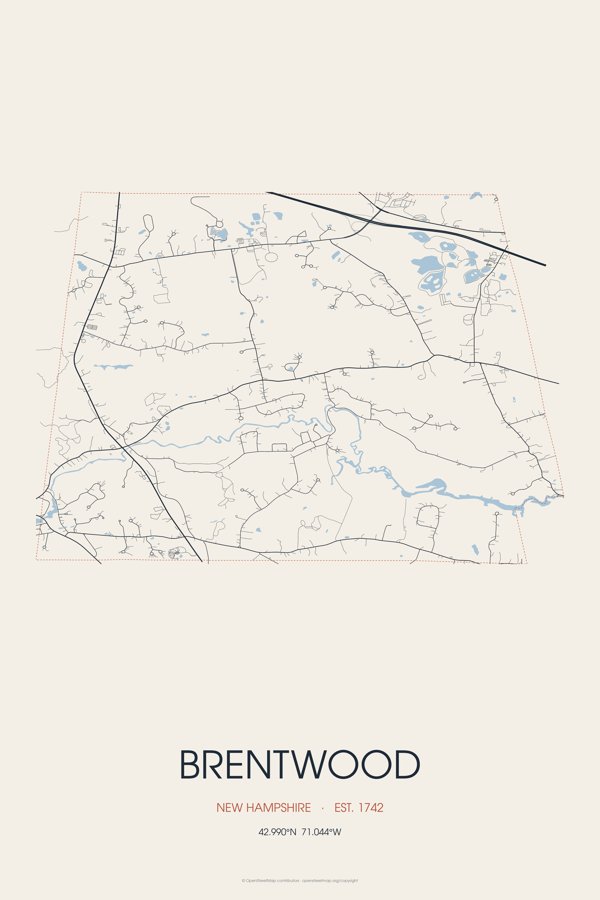 Brentwood Street Map Poster · Linen artwork detail