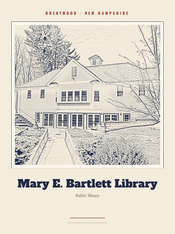 Brentwood Mary E. Bartlett Library Landmark Print artwork detail