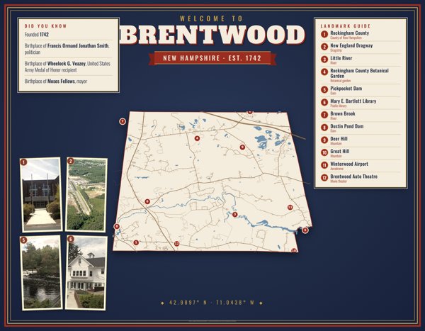 Brentwood Map Placemat artwork detail