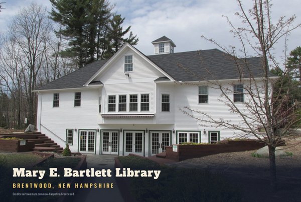 Brentwood Mary E. Bartlett Library Postcard artwork detail