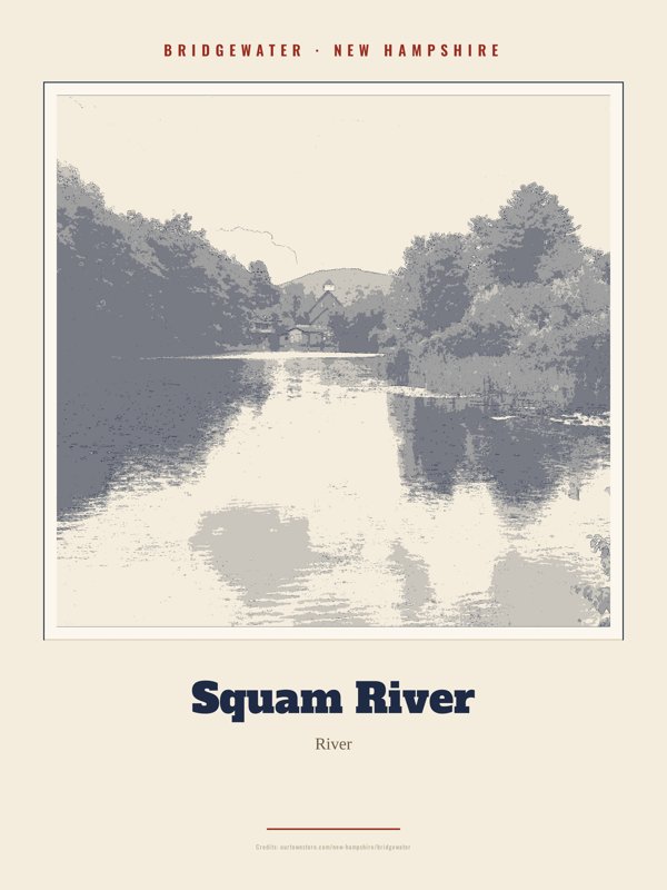 Bridgewater Squam River Landmark Print artwork detail