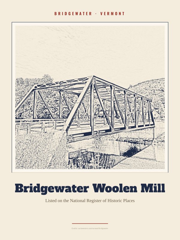 Bridgewater Bridgewater Woolen Mill Landmark Print artwork detail