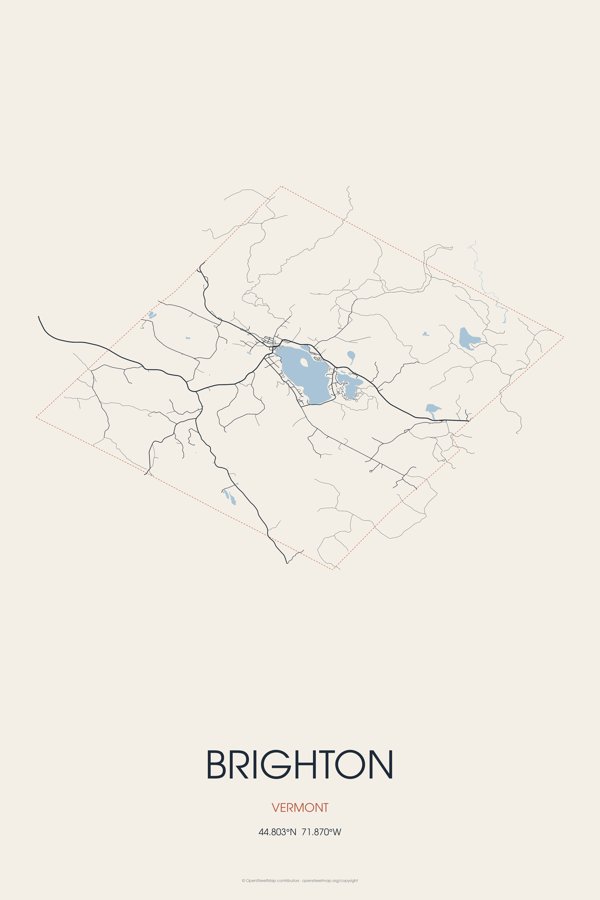 Brighton Street Map Poster · Linen artwork detail