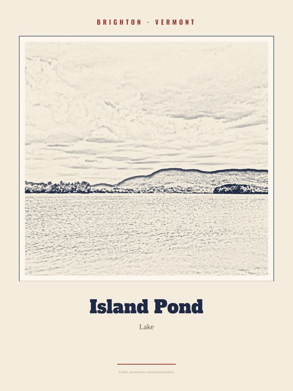 Brighton Island Pond Landmark Print artwork detail