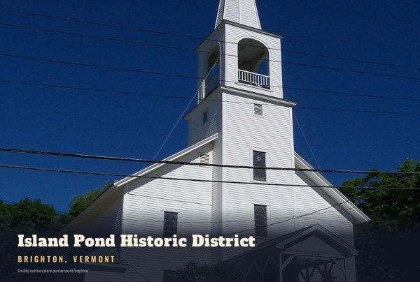 Brighton Island Pond Historic District Postcard artwork detail