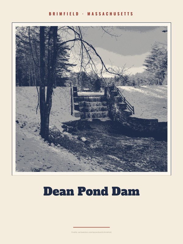 Brimfield Dean Pond Dam Landmark Print artwork detail