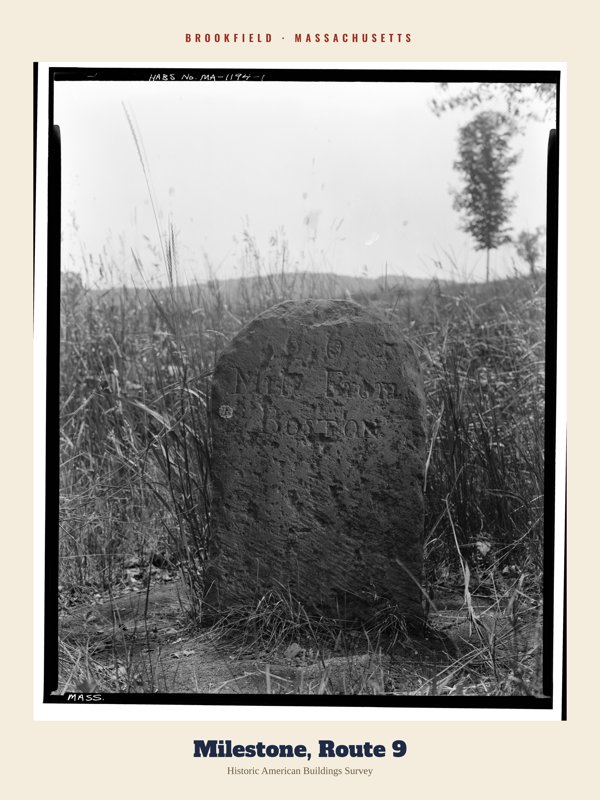 Brookfield Milestone, Route 9 Archive Print artwork detail