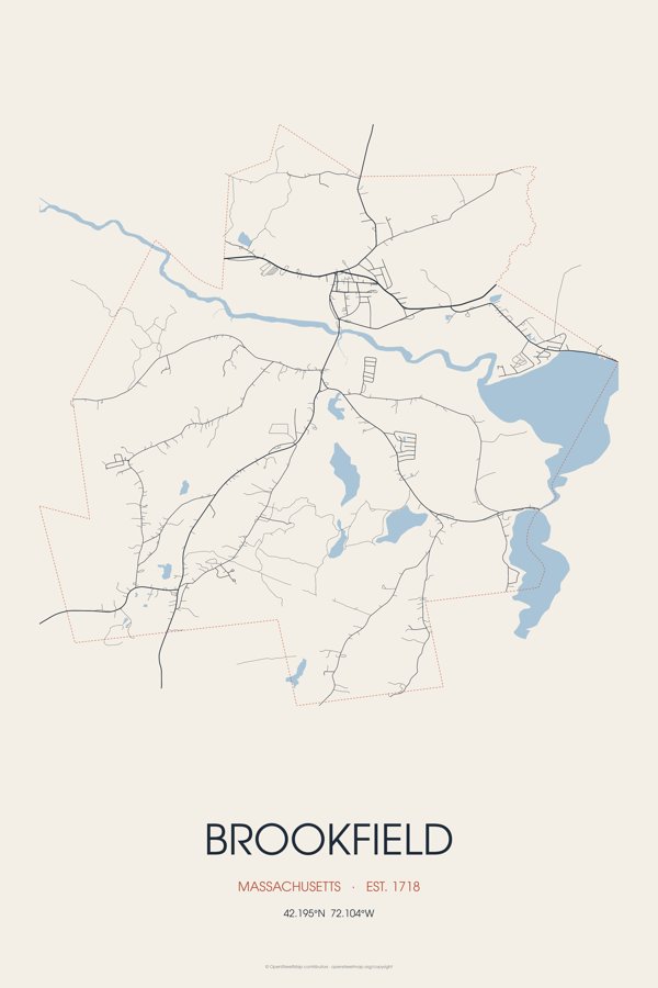 Brookfield Street Map Poster · Linen artwork detail