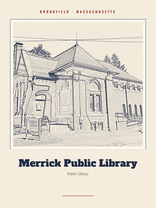 Brookfield Merrick Public Library Landmark Print artwork detail