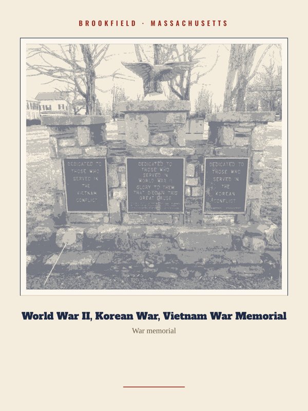 Brookfield World War II, Korean War, Vietnam War Memorial Landmark Print artwork detail