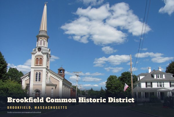 Brookfield Brookfield Common Historic District Postcard artwork detail