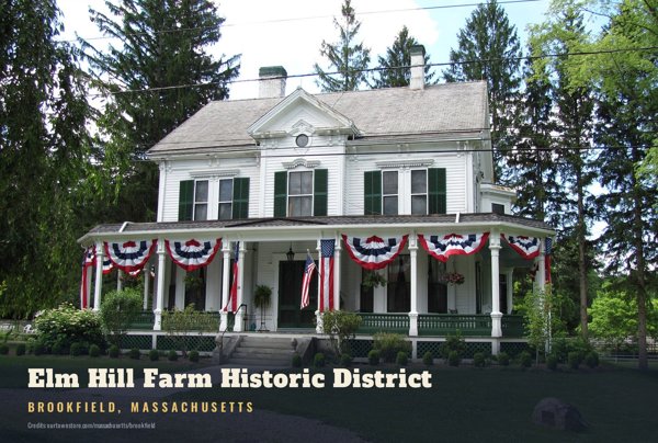 Brookfield Elm Hill Farm Historic District Postcard artwork detail
