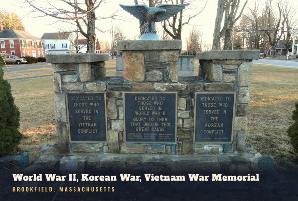 Brookfield World War II, Korean War, Vietnam War Memorial Postcard artwork detail