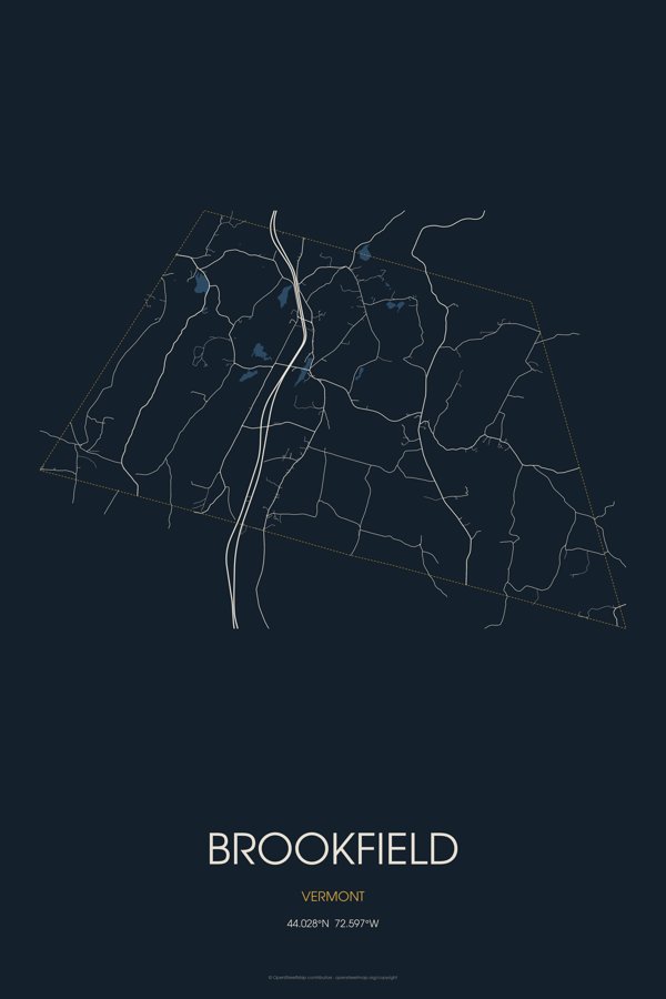 Brookfield Map Throw Pillow artwork detail