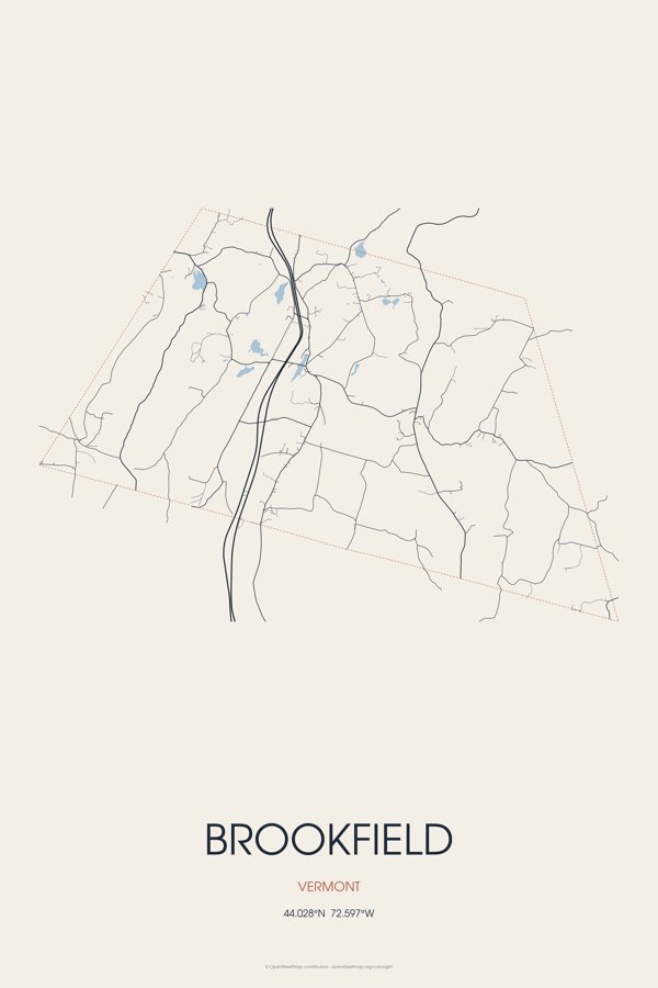 Brookfield Street Map Poster · Linen artwork detail