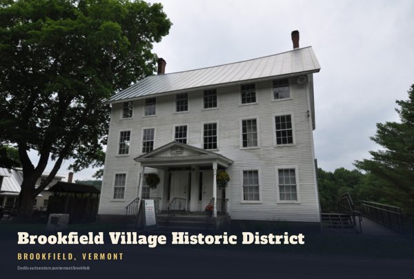 Brookfield Brookfield Village Historic District Postcard artwork detail