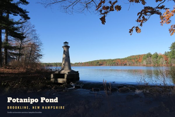 Brookline Potanipo Pond Postcard artwork detail