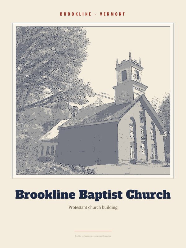 Brookline Brookline Baptist Church Landmark Print artwork detail