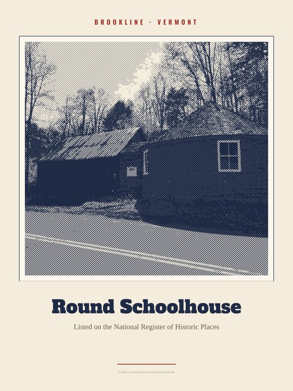 Brookline Round Schoolhouse Landmark Print artwork detail