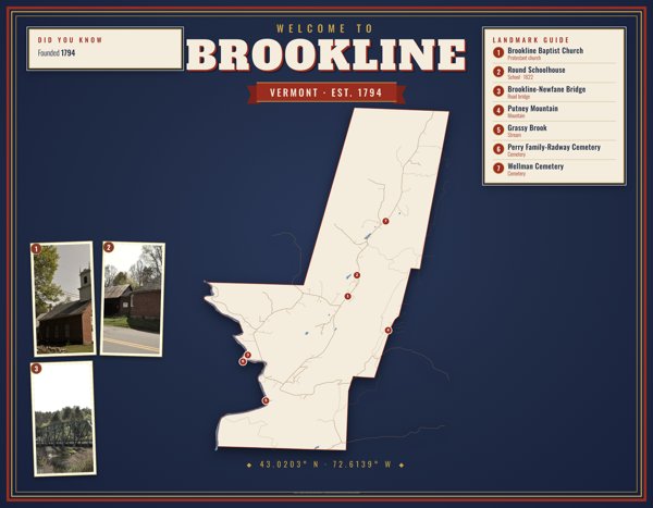 Brookline Map Placemat artwork detail