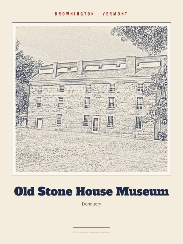 Brownington Old Stone House Museum Landmark Print artwork detail