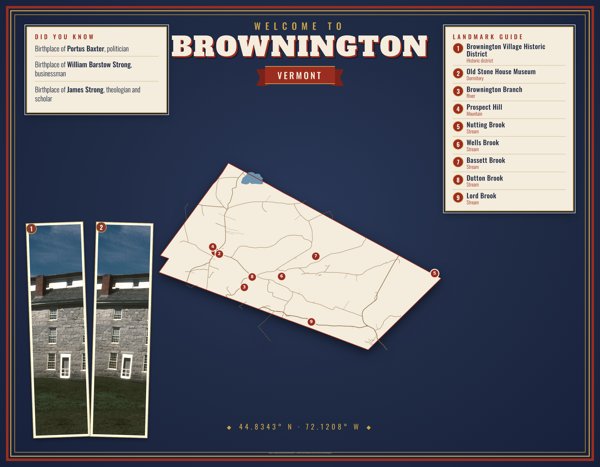 Brownington Map Placemat artwork detail