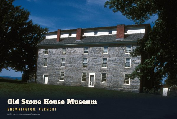 Brownington Old Stone House Museum Postcard artwork detail