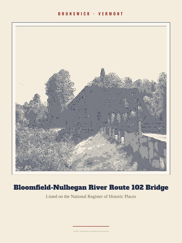 Brunswick Bloomfield-Nulhegan River Route 102 Bridge Landmark Print artwork detail