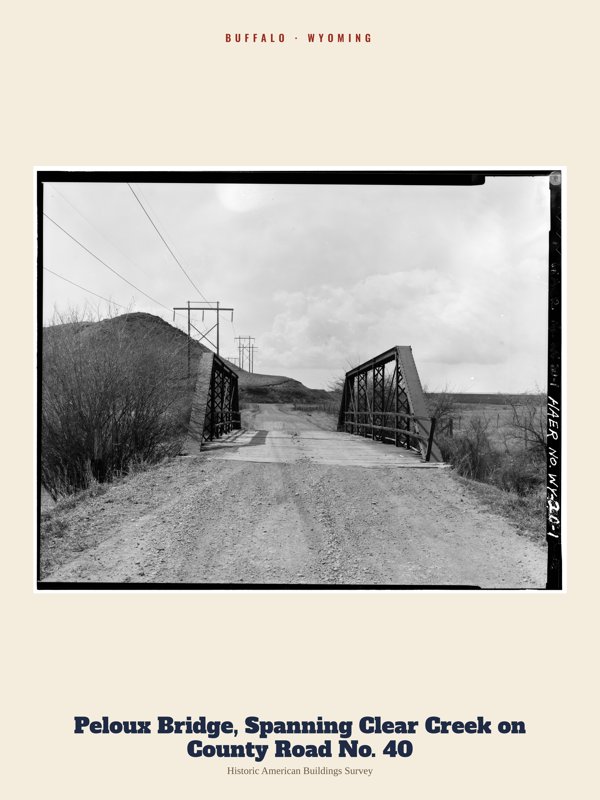 Buffalo Peloux Bridge, Spanning Clear Creek on County Road No. 40 Archive Print artwork detail