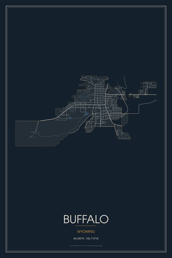 Buffalo Street Map Throw Blanket artwork detail