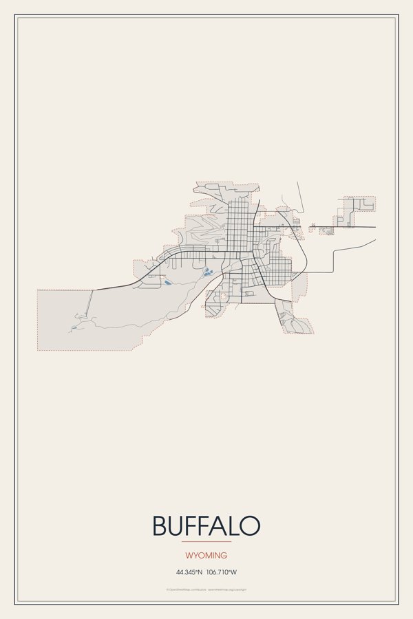 Buffalo Street Map Poster · Linen artwork detail
