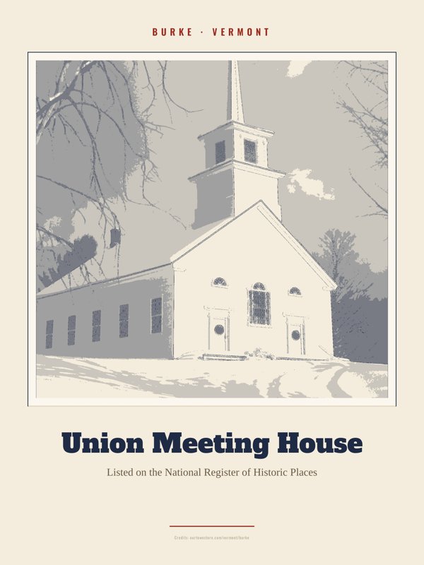 Burke Union Meeting House Landmark Print artwork detail