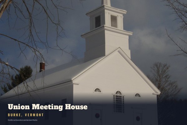Burke Union Meeting House Postcard artwork detail