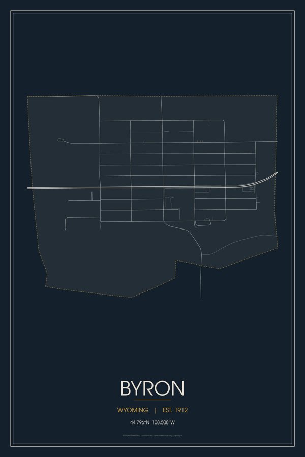Byron Map Throw Pillow artwork detail