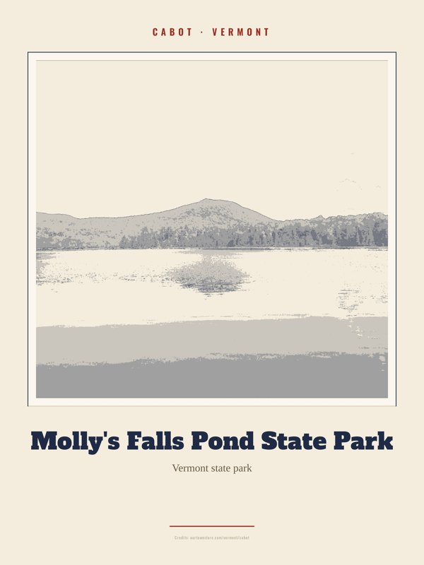 Cabot Molly's Falls Pond State Park Landmark Print artwork detail