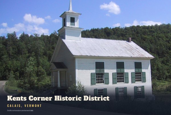 Calais Kents Corner Historic District Postcard artwork detail