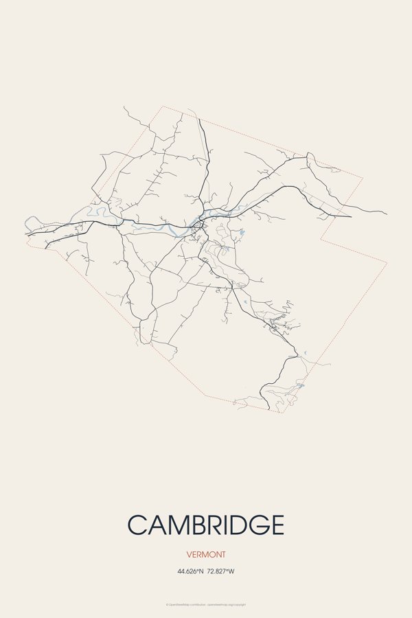 Cambridge Street Map Poster · Linen artwork detail