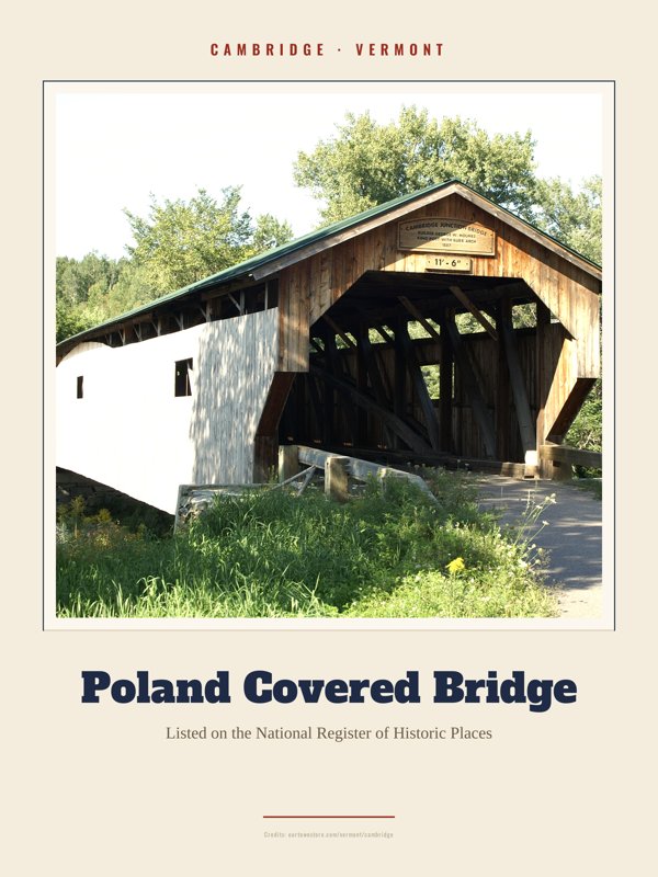 Cambridge Poland Covered Bridge Landmark Print artwork detail
