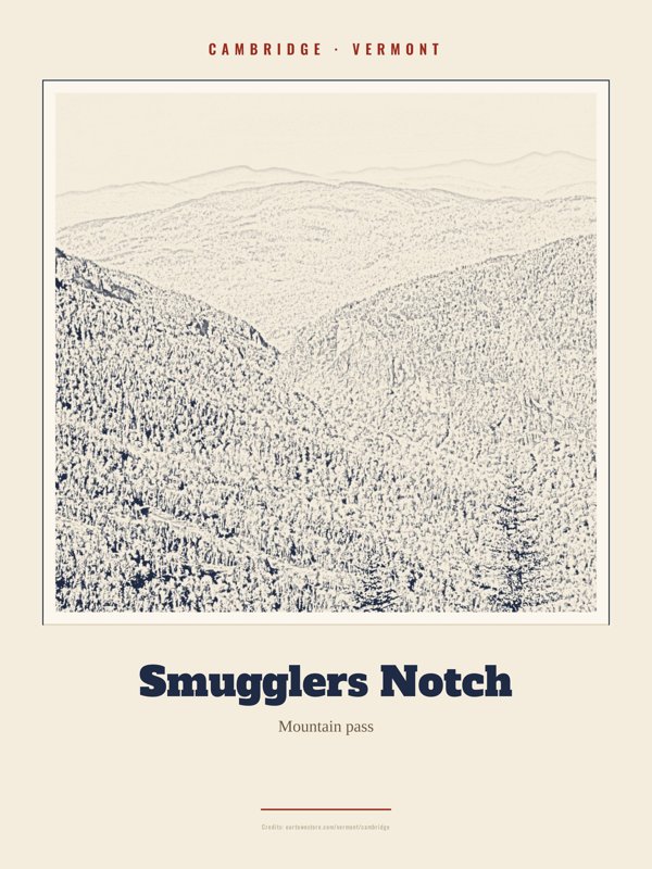 Cambridge Smugglers Notch Landmark Print artwork detail