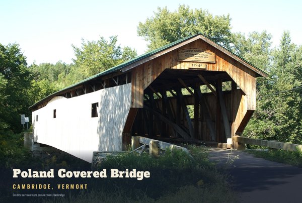 Cambridge Poland Covered Bridge Postcard artwork detail