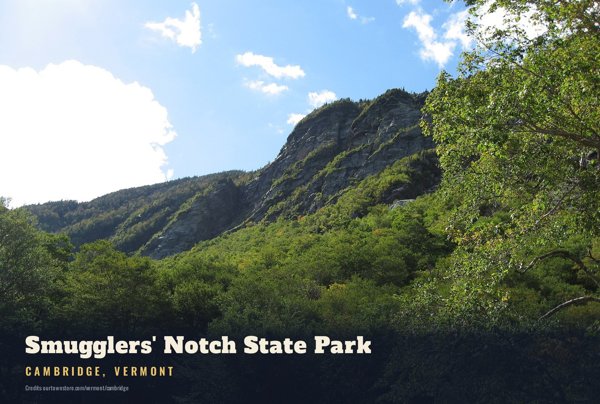 Cambridge Smugglers' Notch State Park Postcard artwork detail