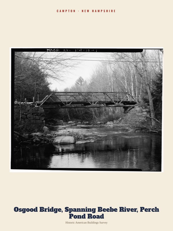 Campton Osgood Bridge, Spanning Beebe River, Perch Pond Road Archive Print artwork detail