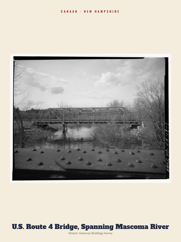 Canaan U.S. Route 4 Bridge, Spanning Mascoma River Archive Print artwork detail