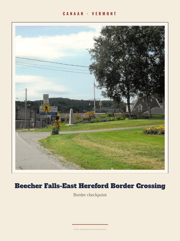 Canaan Beecher Falls-East Hereford Border Crossing Landmark Print artwork detail