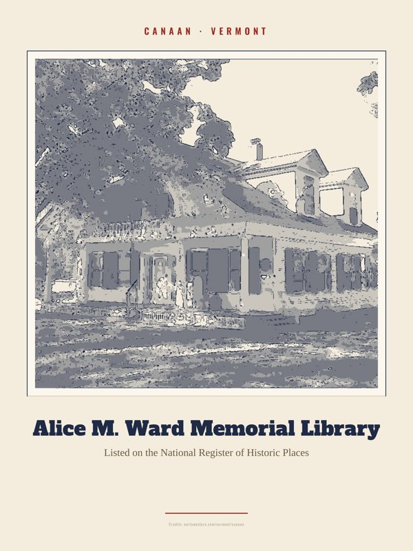 Canaan Alice M. Ward Memorial Library Landmark Print artwork detail