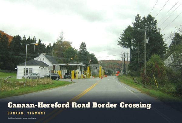 Canaan Canaan-Hereford Road Border Crossing Postcard artwork detail