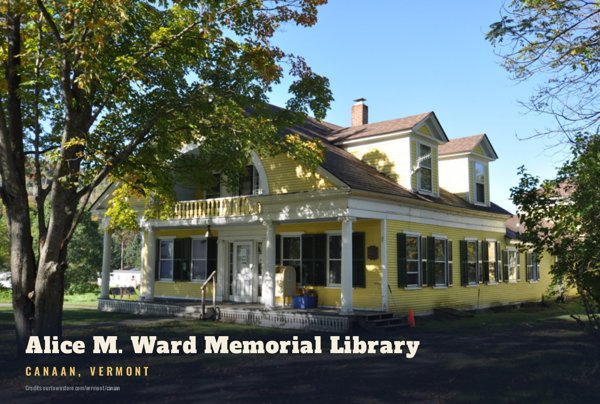 Canaan Alice M. Ward Memorial Library Postcard artwork detail