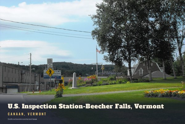 Canaan U.S. Inspection Station-Beecher Falls, Vermont Postcard artwork detail
