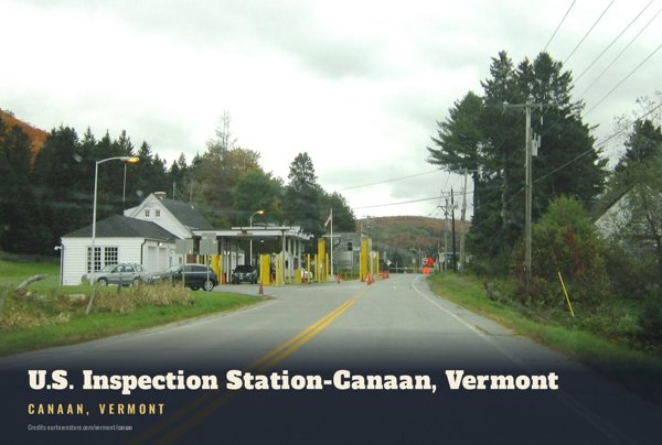 Canaan U.S. Inspection Station-Canaan, Vermont Postcard artwork detail